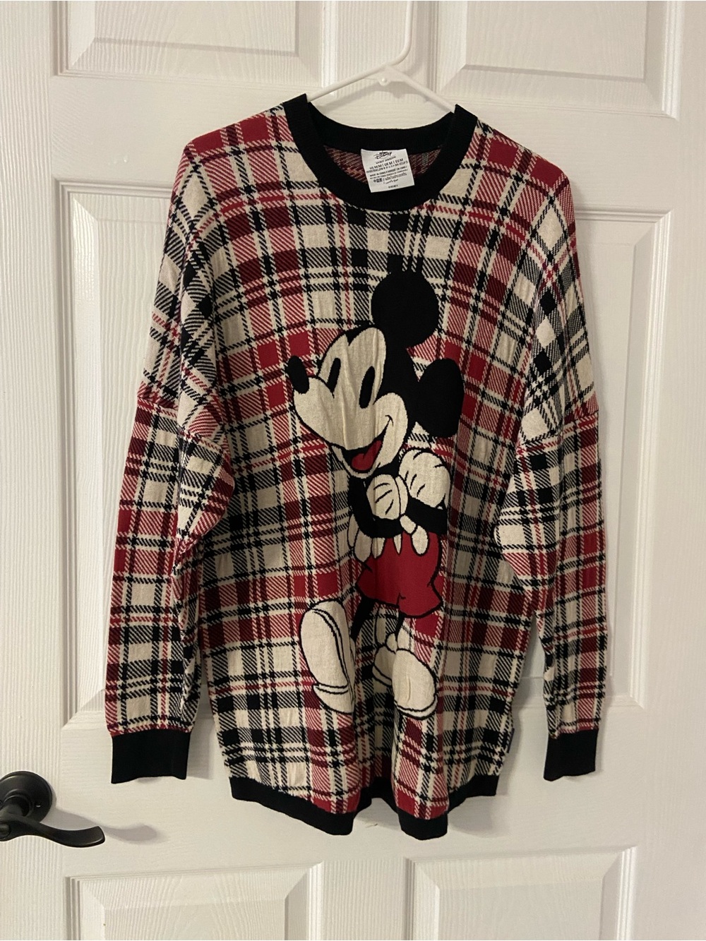 DISNEYLAND RESORT Holiday Plaid OVERSIZED Mickey Mouse SPIRIT JERSEY Sweater